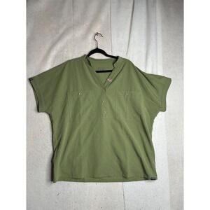 Mediclo Sustainable Scrub Top XXL Green Short Sleeve Button Pocket FT3015R